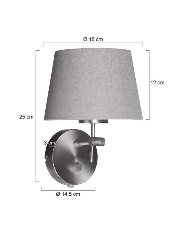 Steinhauer Gramineus wandlamp – ø 18 cm – Draai- en/of kantelbaar – E27 (grote fitting) – staal en transparant - Image 4