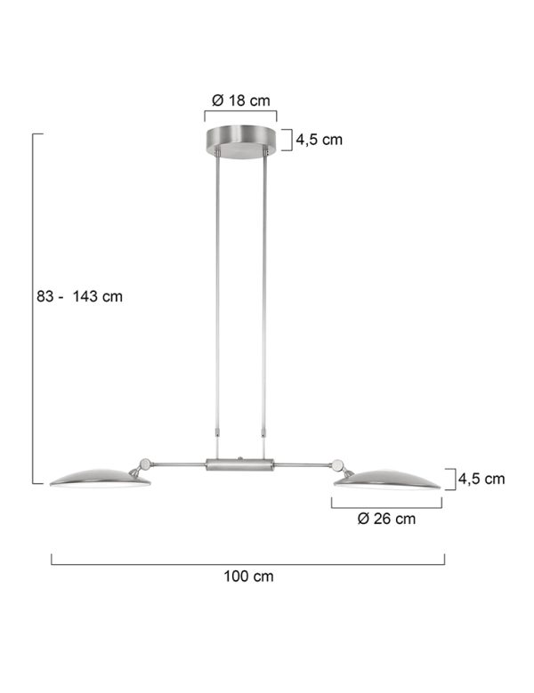 Steinhauer Nadir led hanglamp – ø 26 cm – Draai- en kantelbaar,In hoogte verstelbaar (bij installatie) – Ingebouwd (LED) – staal - Image 9