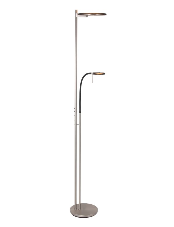 Steinhauer Turound vloerlamp – Draai- en/of kantelbaar – Ingebouwd (LED) – grijs en staal