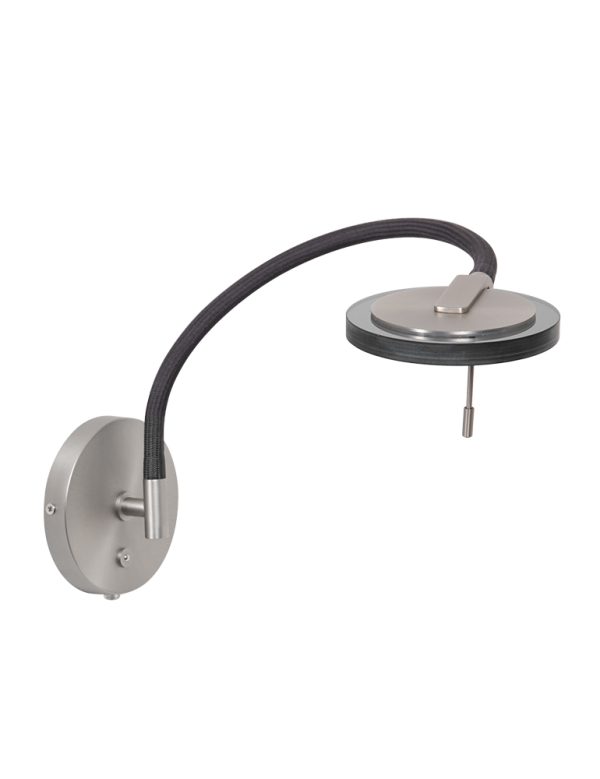 Steinhauer Turound wandlamp – ø 12 cm – Ingebouwd (LED) – staal en transparant en zwart