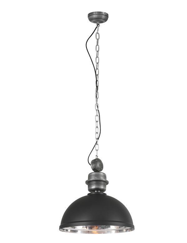 Mexlite Gaeve hanglamp – ø 40 cm – E27 (grote fitting) – chroom en zwart - Afbeelding 2