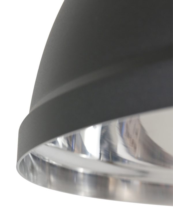 Mexlite Gaeve hanglamp – ø 40 cm – E27 (grote fitting) – chroom en zwart - Afbeelding 6