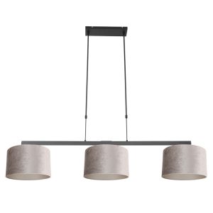 hanglamp-steinhauer-stang-geborsteld-zwart-met-grijze-kappen-3459zw