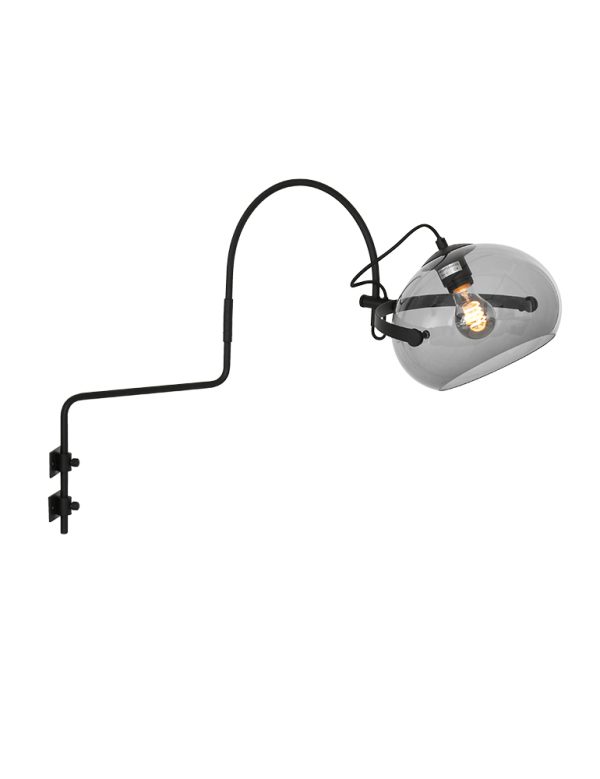 wandlamp-anne-light-&-home-holgarsøn-zwart-mat-/-transparant-grijs-plexi-2572zw
