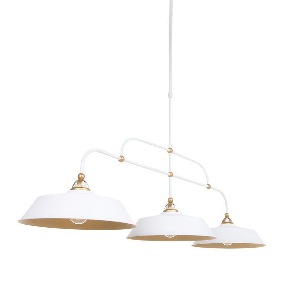 Mexlite Nové hanglamp – In hoogte verstelbaar – E27 (grote fitting) – goud en wit