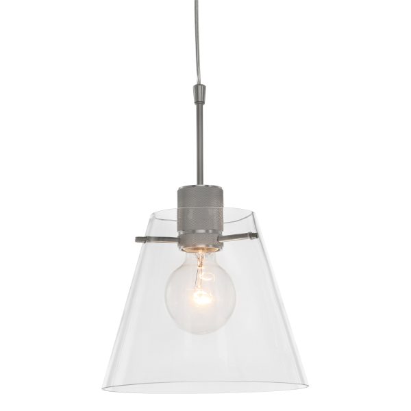 Steinhauer Glass cloak hanglamp – ø 22 cm – In hoogte verstelbaar – E27 (grote fitting) – staal en transparant