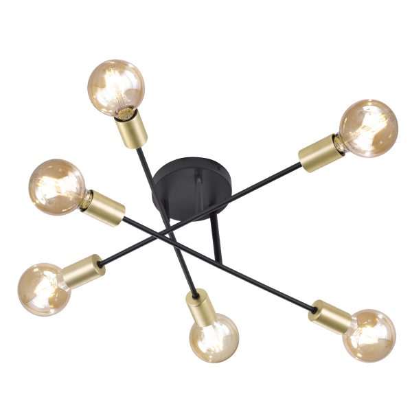 Trio leuchten Cross plafonnieres – Draai- en/of kantelbaar – E27 (grote fitting) – goud en zwart