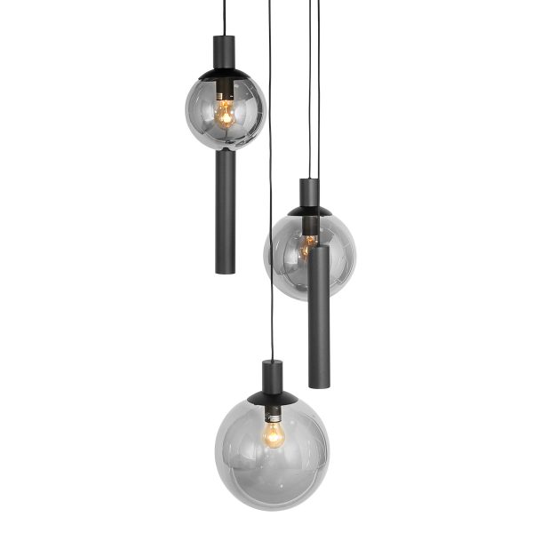 Steinhauer Bollique hanglamp – In hoogte verstelbaar – E27 + GU10 – smokeglas en zwart