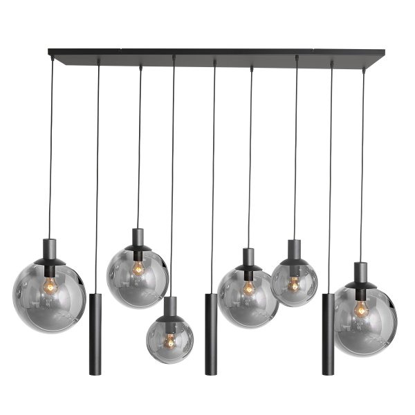 Steinhauer Bollique hanglamp – In hoogte verstelbaar – E27 + GU10 – smokeglas en zwart