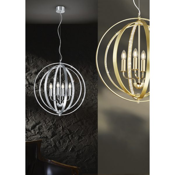 Kroonluchter Trio Leuchten Candela aluminium