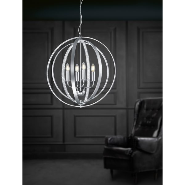 Kroonluchter Trio Leuchten Candela aluminium - Image 3