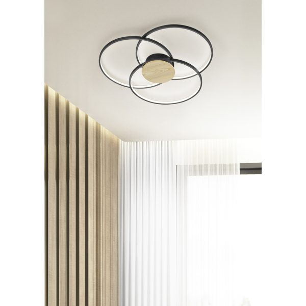 Plafondlamp Trio Leuchten Sedona zwart