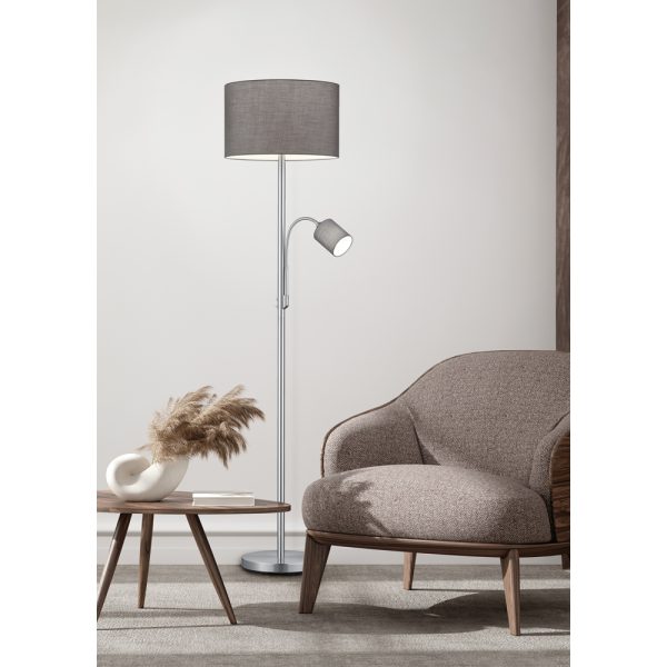 Vloerlamp Trio Leuchten Hotel nikkel