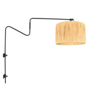 Anne Light & Home Linstrom wandlamp – Draai- en/of kantelbaar – E27 (grote fitting) – naturel en zwart