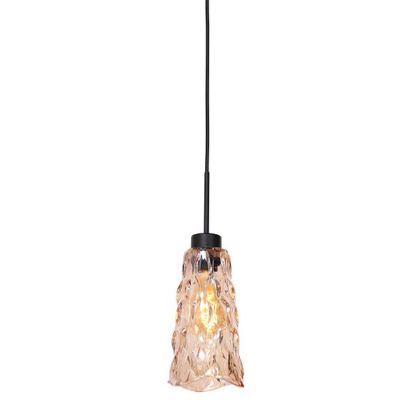 Steinhauer Vidrio hanglamp –– amberkleurig en zwart