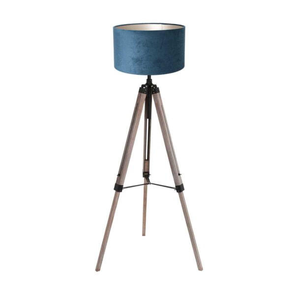 Mexlite Triek vloerlamp – ø 75 cm – E27 (grote fitting) – blauw en hout en zwart