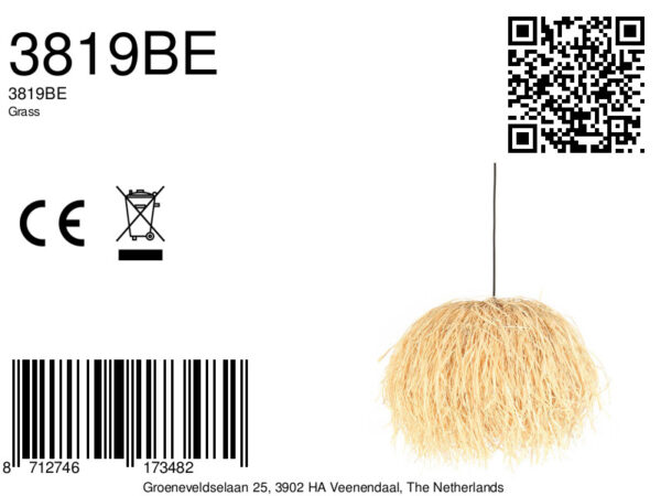 Hanglamp met gras kap Anne Light & Home Grass - Image 7