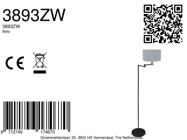 Moderne vloerlamp zwart Mexlite Bella - Image 6