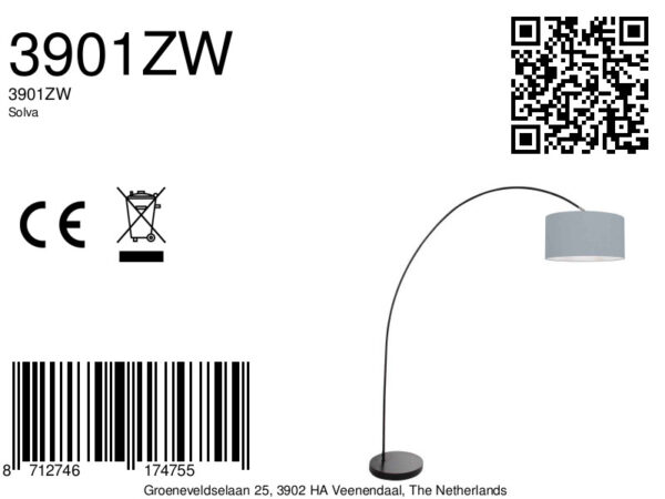 Moderne vloerlamp met boog Mexlite Solva - Image 6