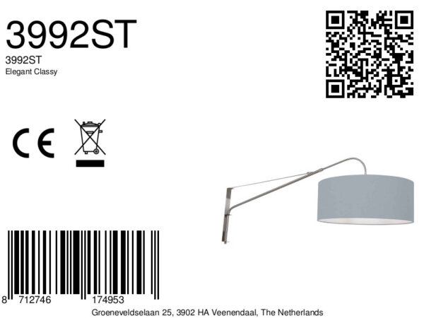 Steinhauer Elegant classy wandlamp – E27 (grote fitting) – Staal - Image 6