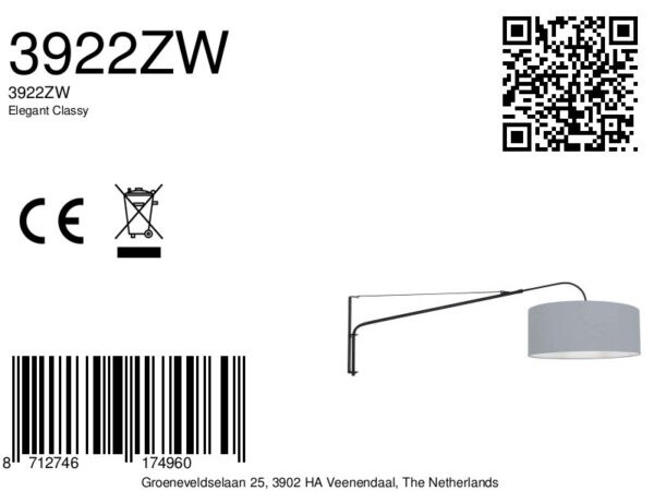 Steinhauer Elegant classy wandlamp – E27 (grote fitting) – Zwart - Image 6
