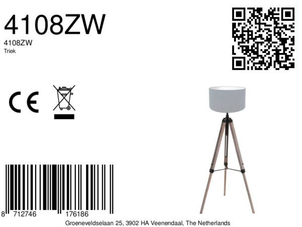 Retro vloerlamp hout zwart Mexlite Triek - Image 6