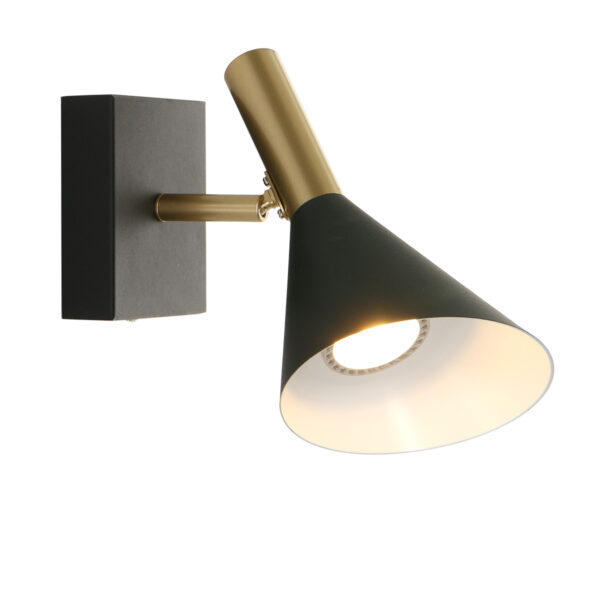 Anne Lighting Anne's Choice wandlamp - kantelbaar - Ø 12cm kap - zwart/goud - Afbeelding 12