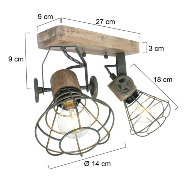 Anne Lighting Guernsey plafondspot - tweelichts - draad - 27 cm breed - draai- en kantelbaar - groen - Image 6