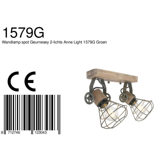 Anne Lighting Guernsey plafondspot - tweelichts - draad - 27 cm breed - draai- en kantelbaar - groen - Image 7