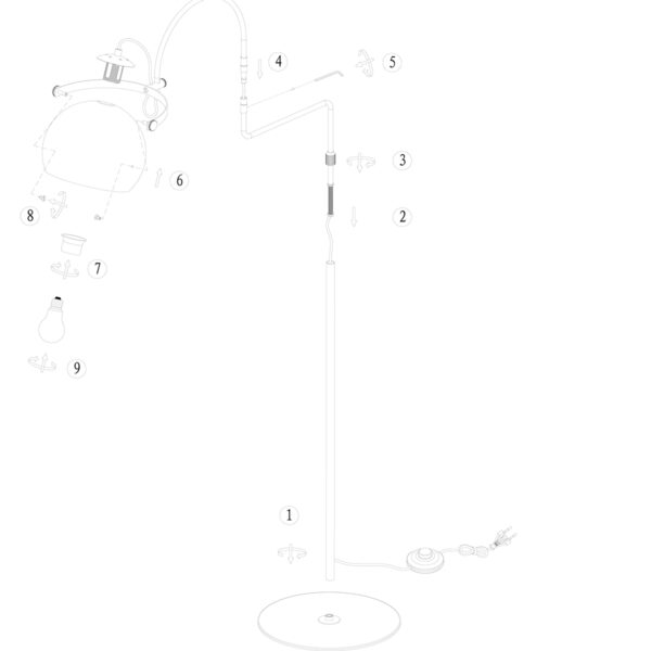 Anne Lighting Holgarsøn booglamp - armatuur - excl. kap - E27 - 155 cm hoog - zwart - Afbeelding 8