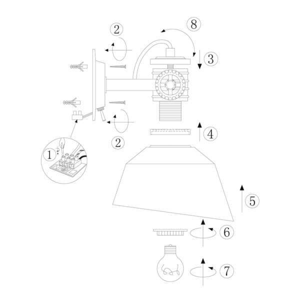 Anne Lighting Sprocket wandlamp - E14 - 19 cm diep - incl. 190 cm snoer - brons - Afbeelding 7