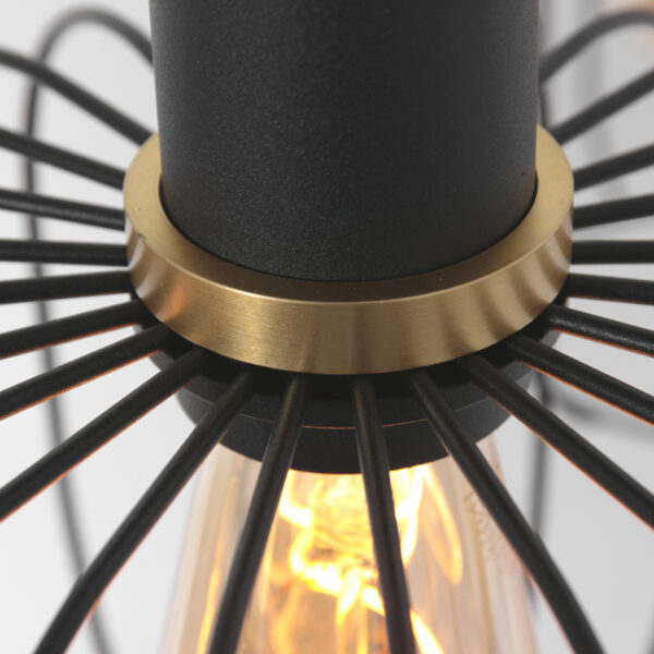 Mexlite Aureole hanglamp - draadlamp - zeslichts - 150 cm breed - gouden details - zwart - Image 11