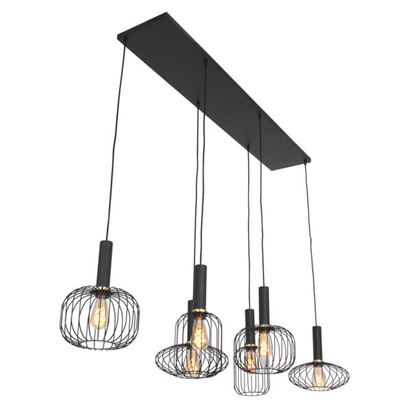 Mexlite Aureole hanglamp - draadlamp - zeslichts - 150 cm breed - gouden details - zwart - Image 13