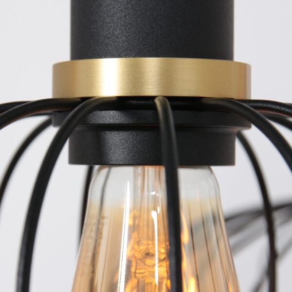 Mexlite Aureole hanglamp - draadlamp - zeslichts - 150 cm breed - gouden details - zwart - Image 10