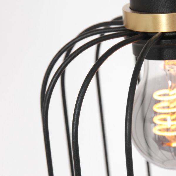 Mexlite Aureole hanglamp - draadlamp - kap Ø 17 cm - gouden details - zwart - Afbeelding 4
