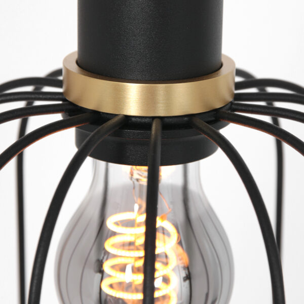 Mexlite Aureole hanglamp - draadlamp - kap Ø 17 cm - gouden details - zwart - Afbeelding 5