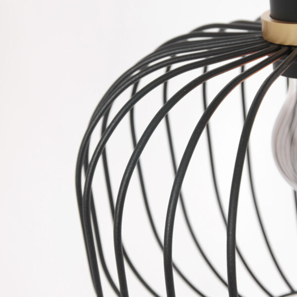 Mexlite Aureole hanglamp - draadlamp - kap Ø 25 cm - gouden details - zwart - Afbeelding 2