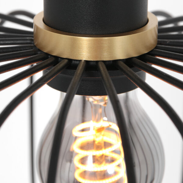 Mexlite Aureole hanglamp - draadlamp - kap Ø 25 cm - gouden details - zwart - Afbeelding 3
