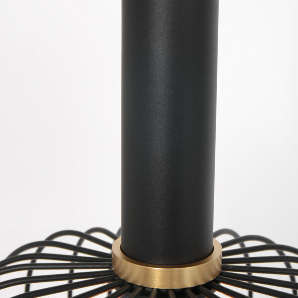 Mexlite Aureole hanglamp - draadlamp - kap Ø 25 cm - gouden details - zwart - Afbeelding 4