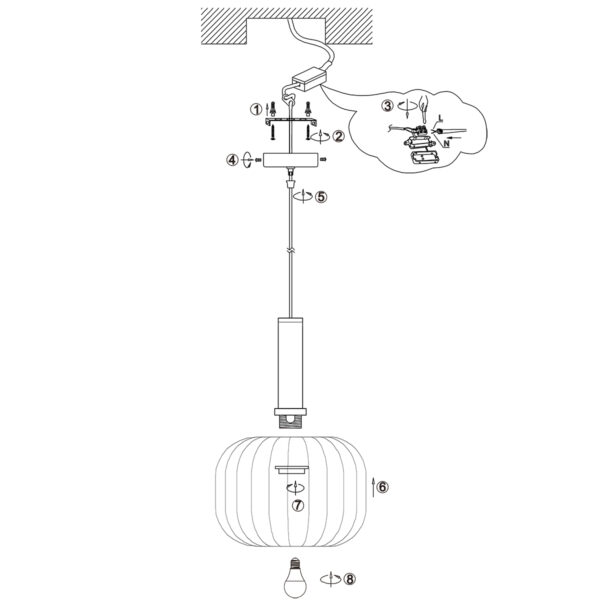 Mexlite Aureole hanglamp - draadlamp - kap Ø 25 cm - gouden details - zwart - Afbeelding 7