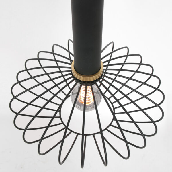 Mexlite Aureole hanglamp - draadlamp - ovaal - kap Ø 28 cm - gouden details - zwart - Image 11