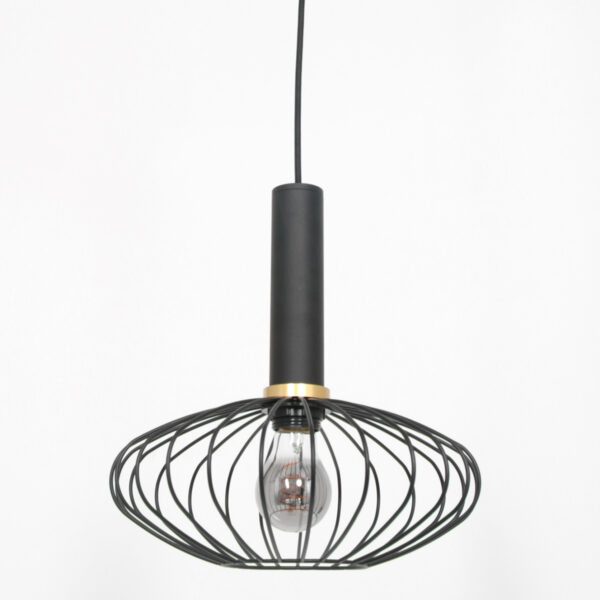 Mexlite Aureole hanglamp - draadlamp - ovaal - kap Ø 28 cm - gouden details - zwart - Image 13
