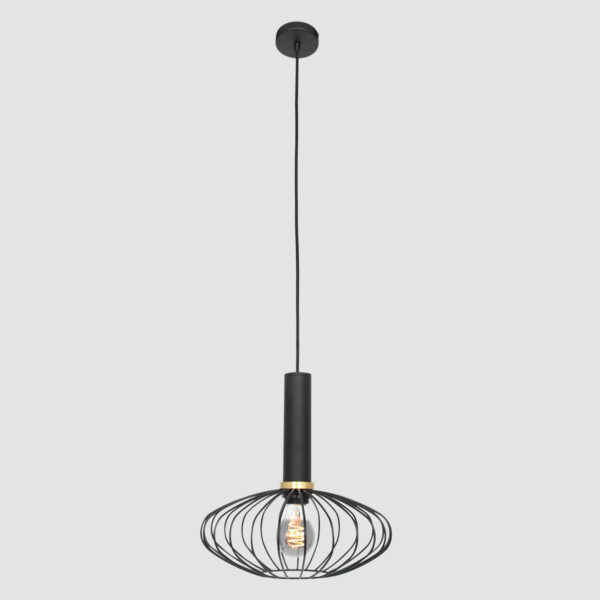 Mexlite Aureole hanglamp - draadlamp - ovaal - kap Ø 28 cm - gouden details - zwart - Image 17