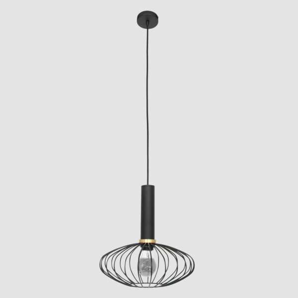 Mexlite Aureole hanglamp - draadlamp - ovaal - kap Ø 28 cm - gouden details - zwart - Image 18