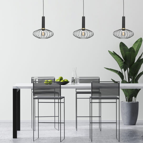 Mexlite Aureole hanglamp - draadlamp - ovaal - kap Ø 28 cm - gouden details - zwart - Image 3