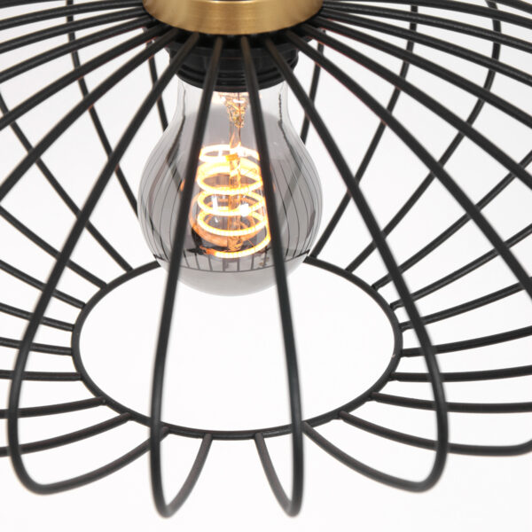 Mexlite Aureole hanglamp - draadlamp - ovaal - kap Ø 28 cm - gouden details - zwart - Image 4