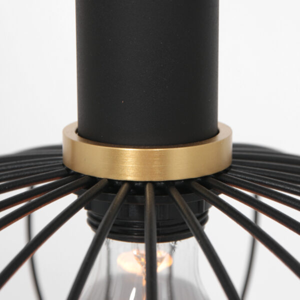 Mexlite Aureole hanglamp - draadlamp - ovaal - kap Ø 28 cm - gouden details - zwart - Image 5