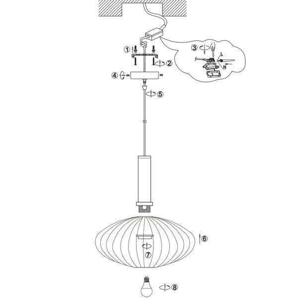 Mexlite Aureole hanglamp - draadlamp - ovaal - kap Ø 28 cm - gouden details - zwart - Image 9