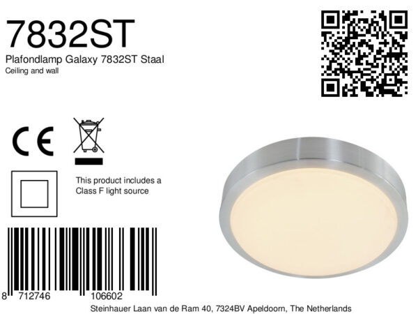 Steinhauer Stellar badkamer plafonnière - badkamer - ingebouwd LED - Ø 39 cm - IP44 - staal - Image 7