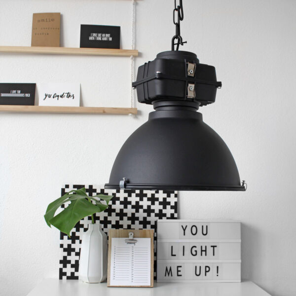 Mexlite Densi hanglamp - Ø38 cm - industrieel - E27 - met glasplaat - zwart - Afbeelding 2